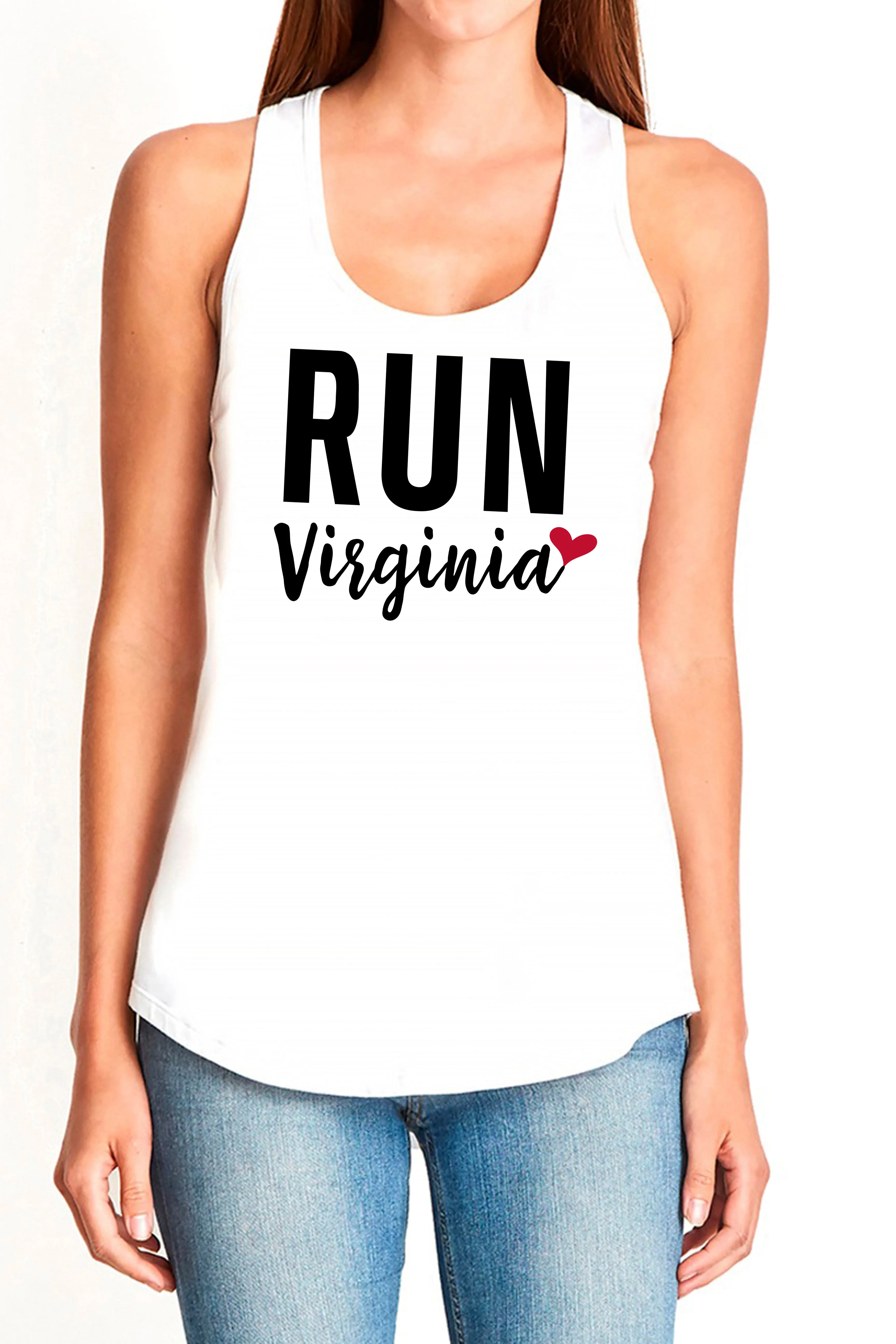 5407 - "Run Virginia" Racerback Tank/White- FINAL SALE