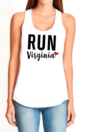 5407 - "Run Virginia" Racerback Tank/White- FINAL SALE