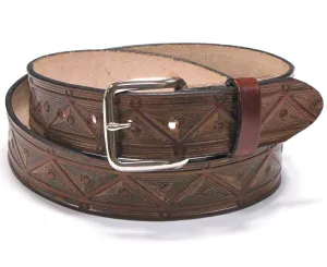 A125  1 1/2" Antique Finish Belt- Triangles Pattern