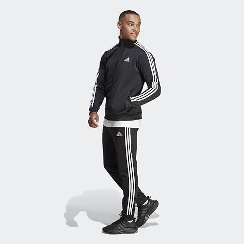 adidas Men's Sportswear Basic 3-stripes Tricot Track Suit, Black, Medium