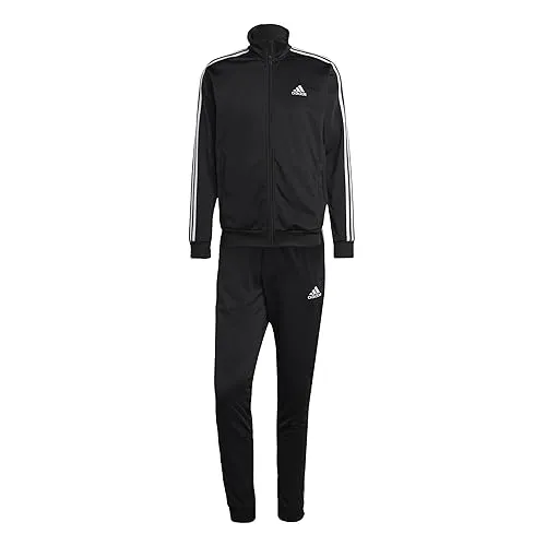adidas Men's Sportswear Basic 3-stripes Tricot Track Suit, Black, Medium