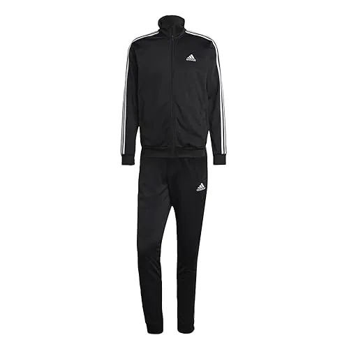 adidas Men's Sportswear Basic 3-stripes Tricot Track Suit, Black, Medium