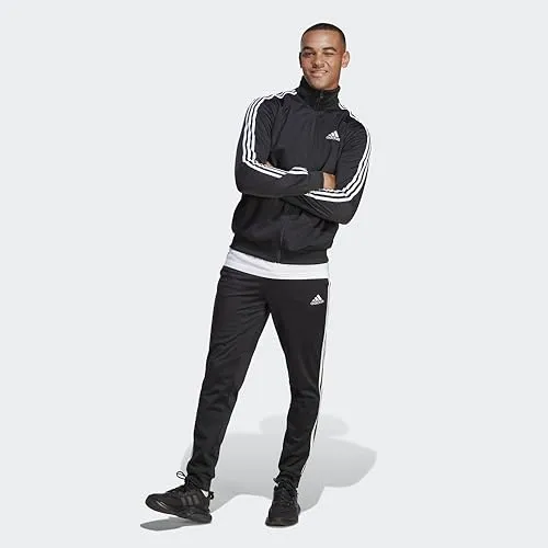 adidas Men's Sportswear Basic 3-stripes Tricot Track Suit, Black, Medium