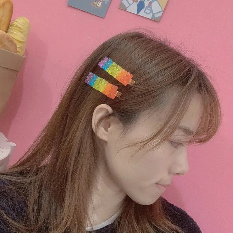 Adorable Candy Bear Hair Clips 🐻✨ Sweet & Colorful Hairpins for Girls & Women! 🌈🎀