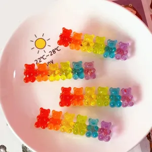 Adorable Candy Bear Hair Clips 🐻✨ Sweet & Colorful Hairpins for Girls & Women! 🌈🎀
