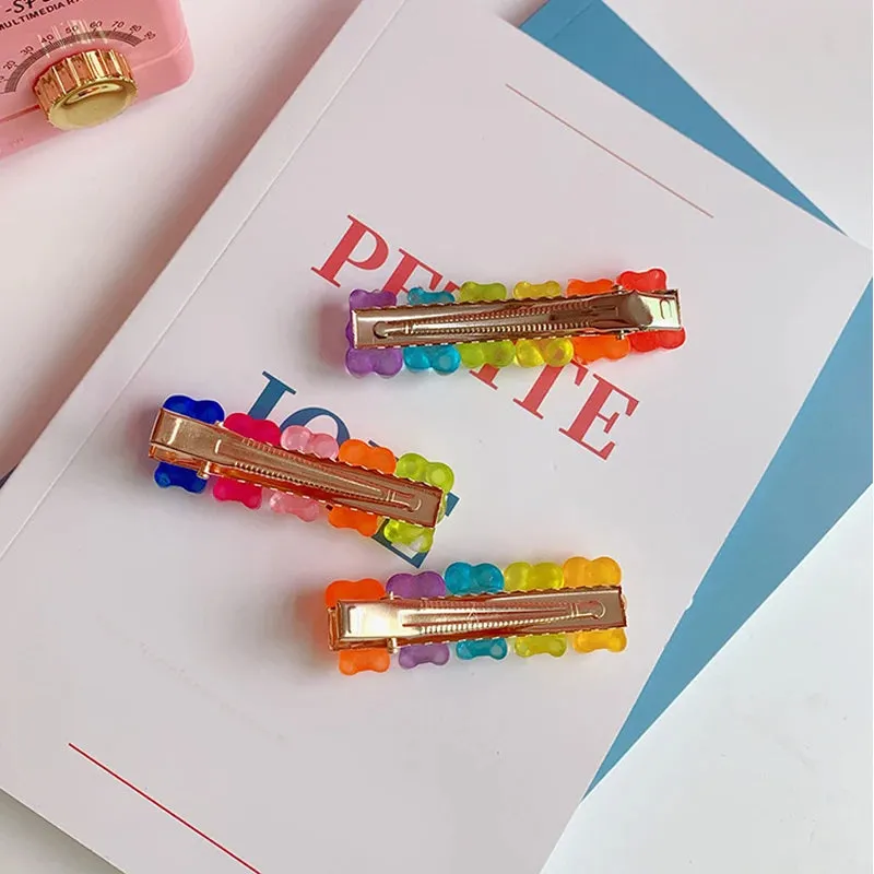 Adorable Candy Bear Hair Clips 🐻✨ Sweet & Colorful Hairpins for Girls & Women! 🌈🎀