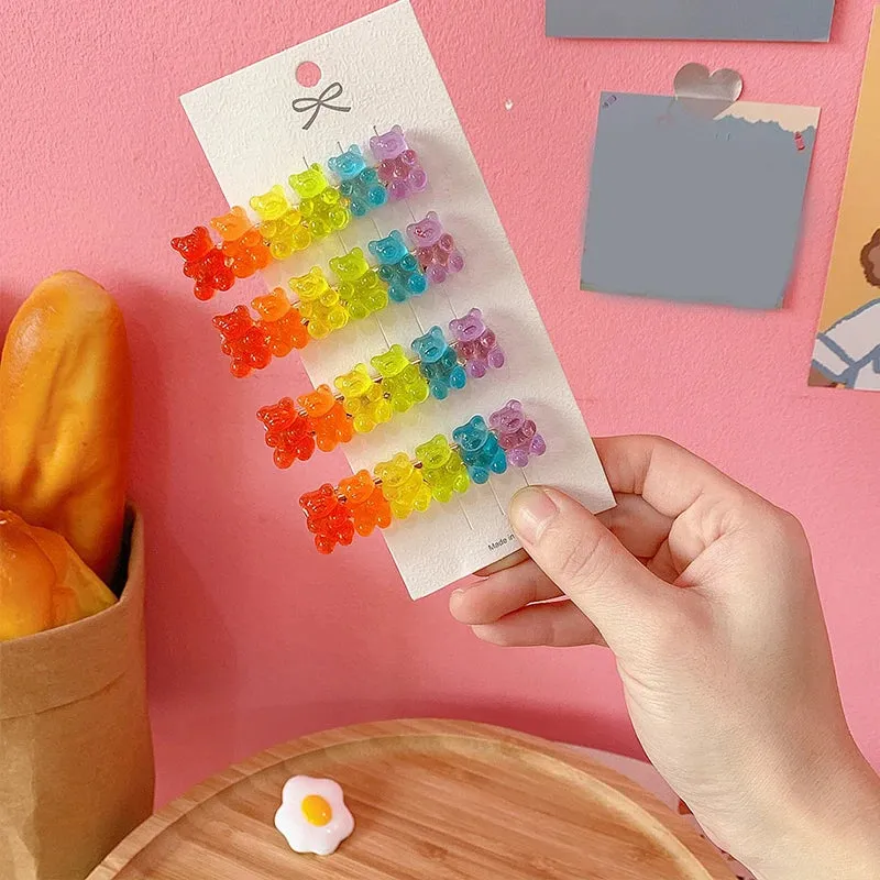 Adorable Candy Bear Hair Clips 🐻✨ Sweet & Colorful Hairpins for Girls & Women! 🌈🎀