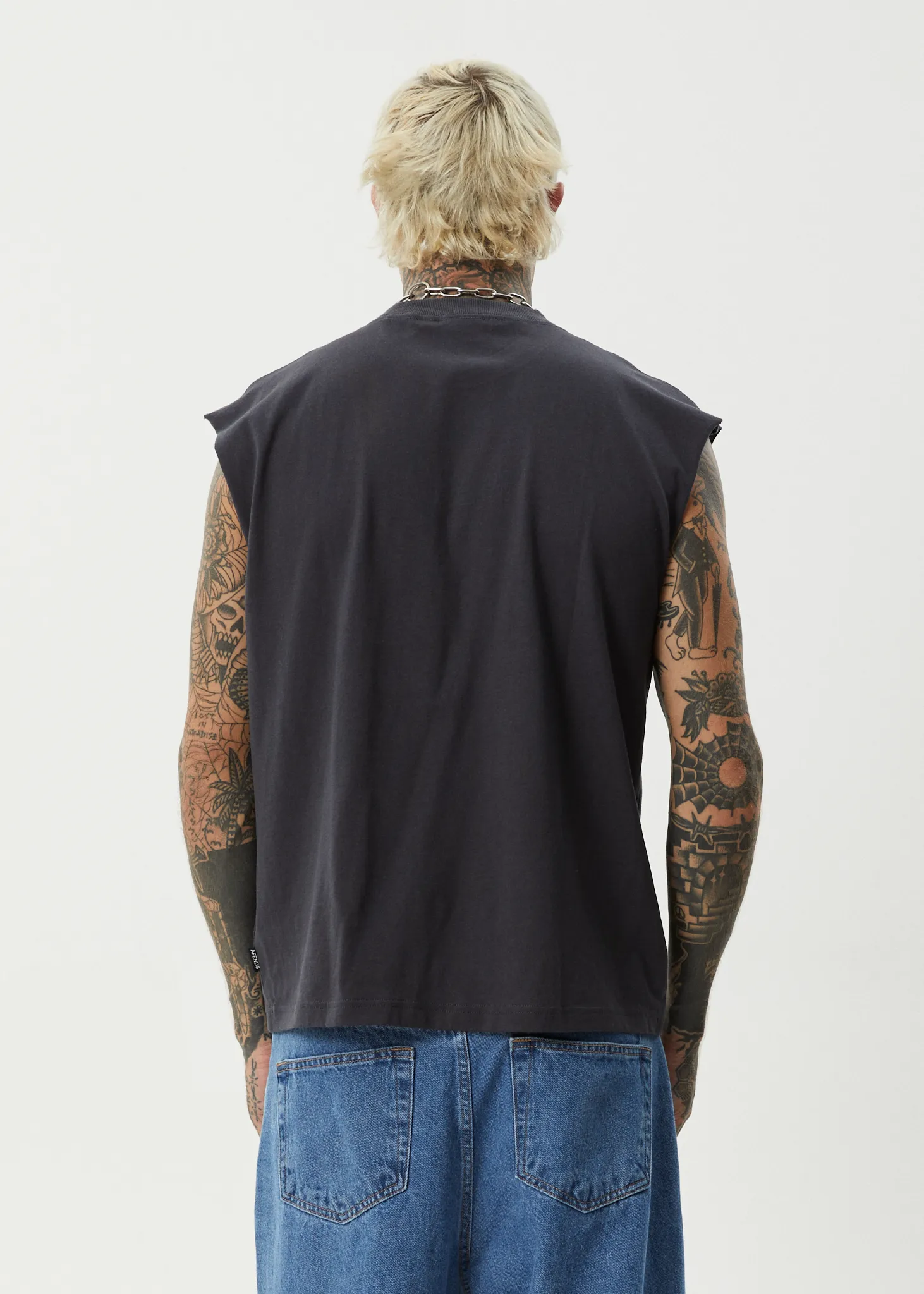 AFENDS EMBER SLEEVELESS TEE - CHARCOAL