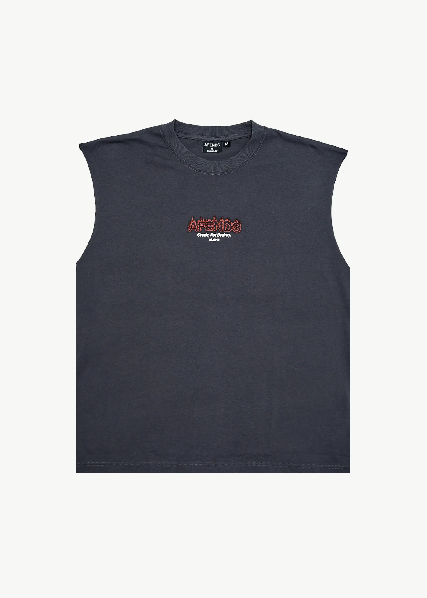 AFENDS EMBER SLEEVELESS TEE - CHARCOAL
