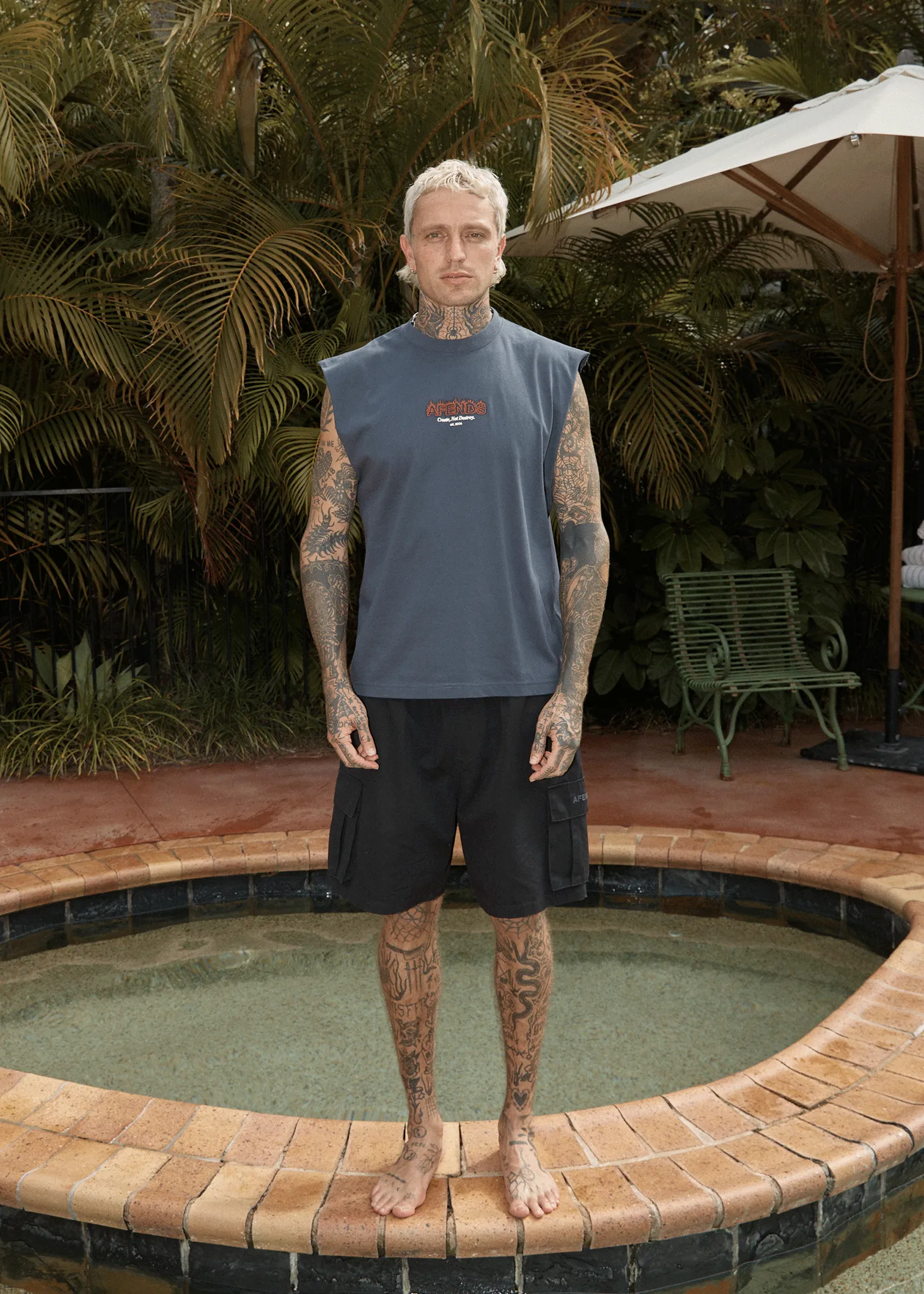 AFENDS EMBER SLEEVELESS TEE - CHARCOAL