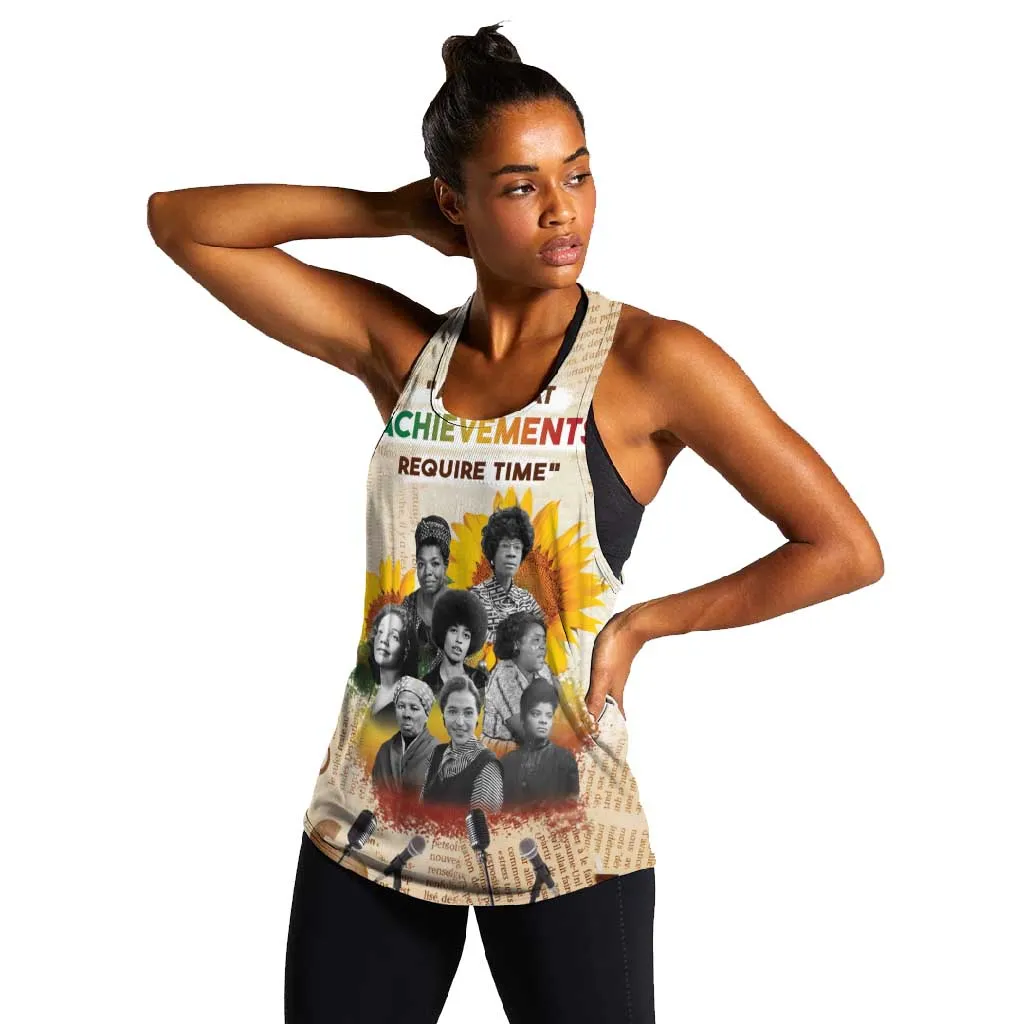 African Achievements Women Racerback Tank Civil Rights Female Leaders Sunflower DT04