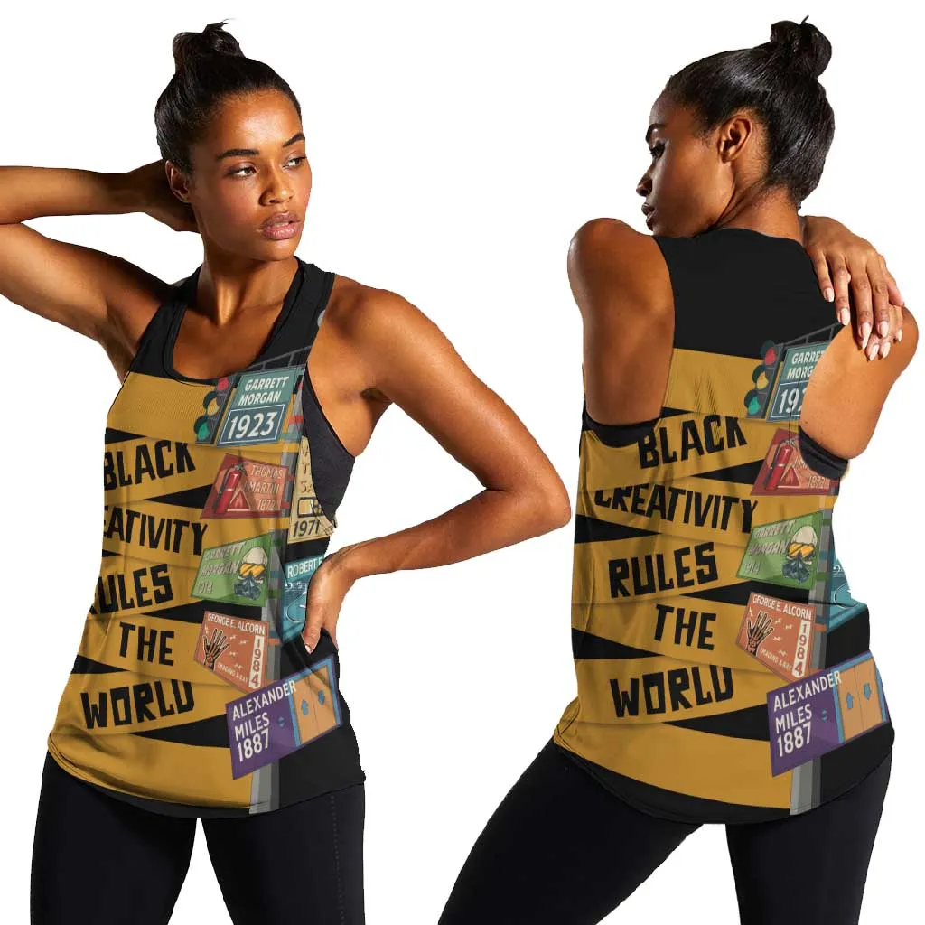 African Creativity Women Racerback Tank Black Creativity Rules The World DT03
