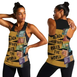 African Creativity Women Racerback Tank Black Creativity Rules The World DT03