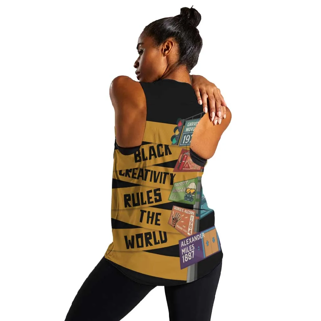 African Creativity Women Racerback Tank Black Creativity Rules The World DT03