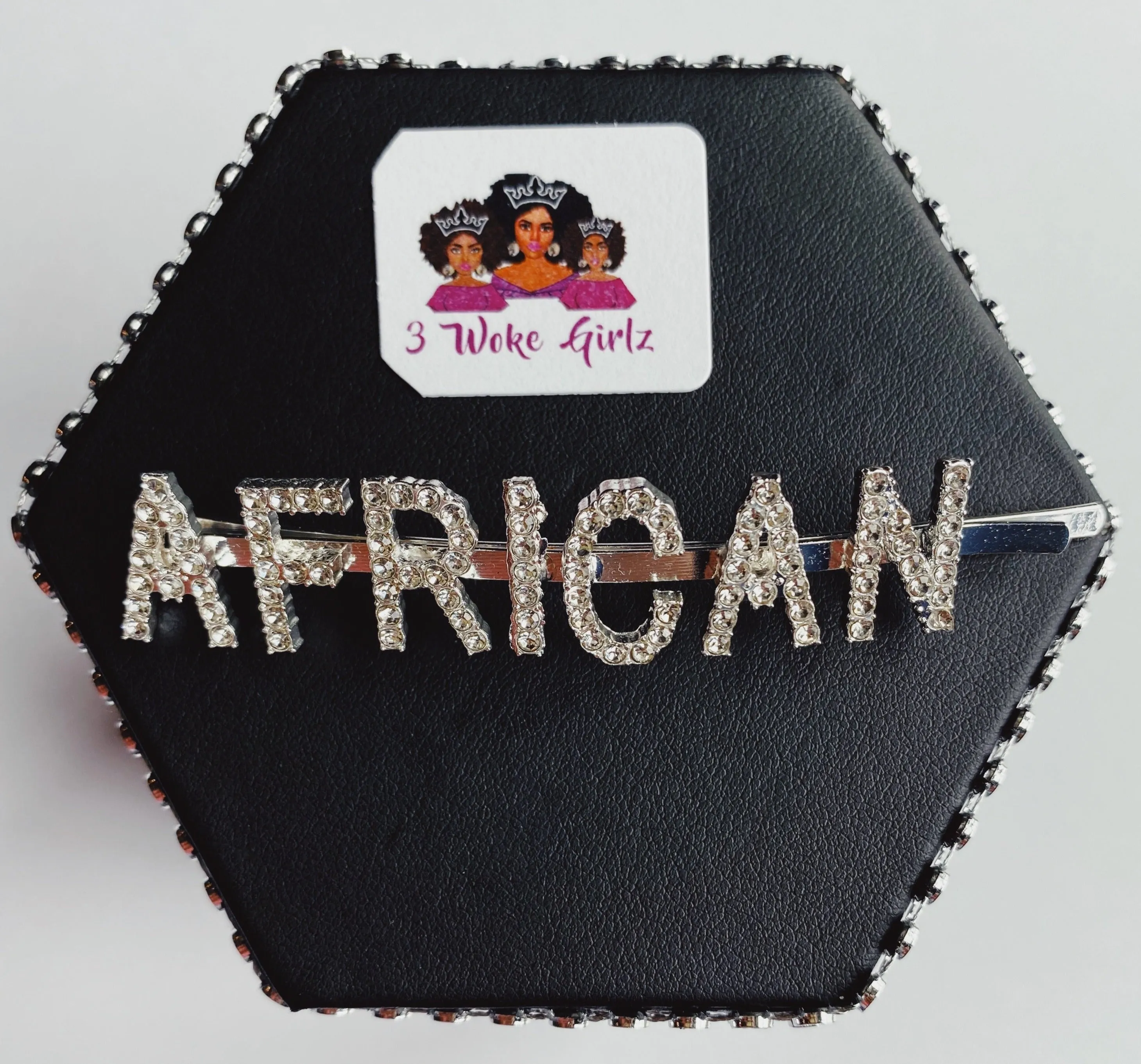 AFRICAN Rhinestone Statement Words Hairpin Hair Clip