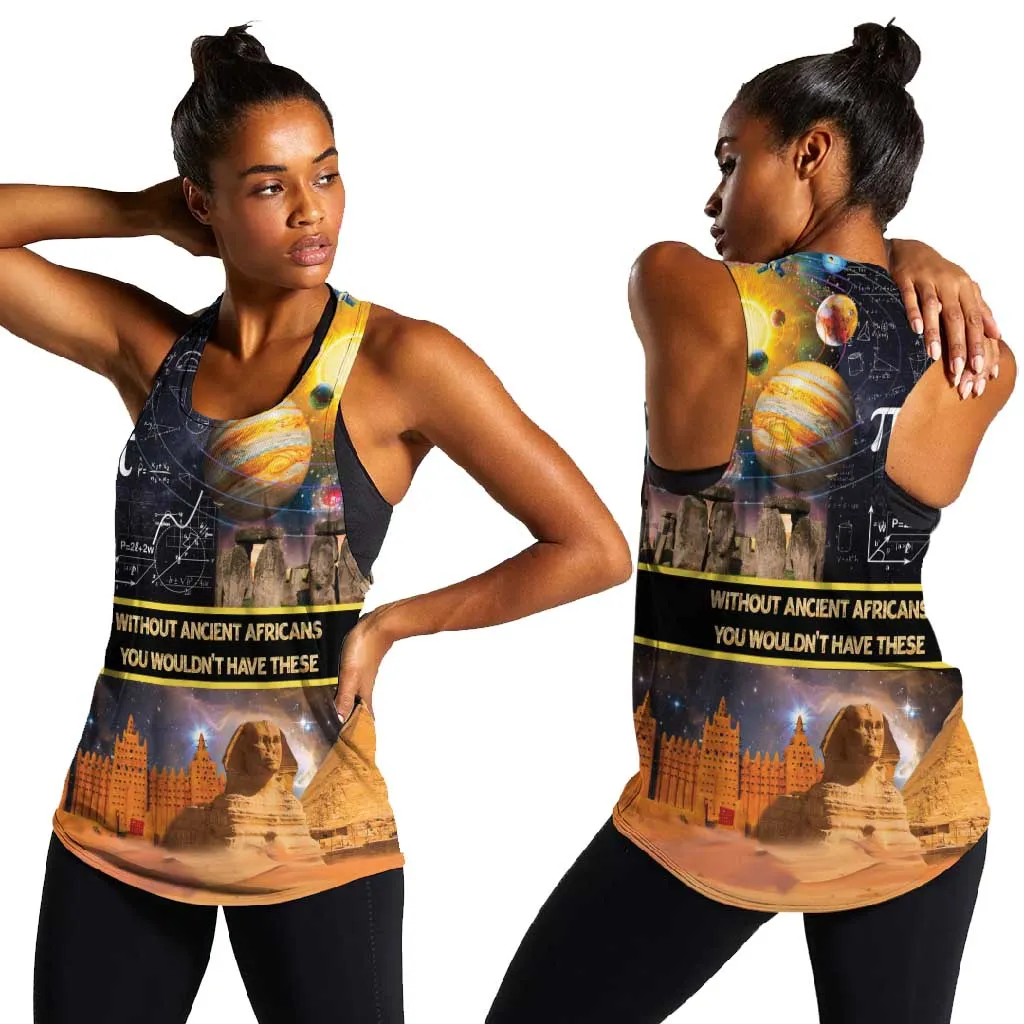 Afro Egyptian Pyramids Women Racerback Tank Ancient African Achievements Galaxy DT04