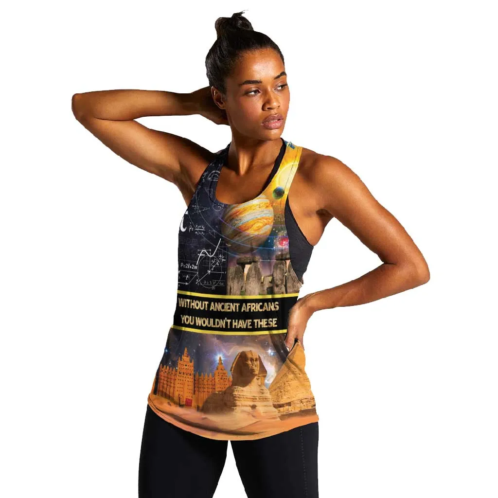 Afro Egyptian Pyramids Women Racerback Tank Ancient African Achievements Galaxy DT04
