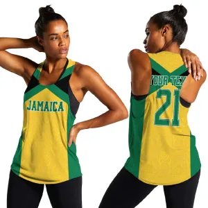 Afro-Jamaicans Football Custom Women Racerback Tank Gold Ethnic Motifs LT9