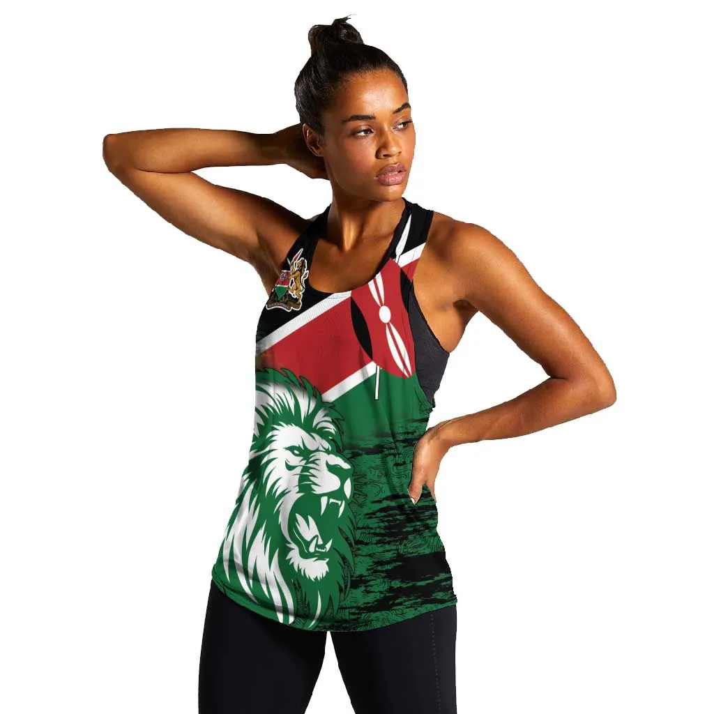 Afro Kenya Lion Head Women Racerback Tank Flag Style LT18