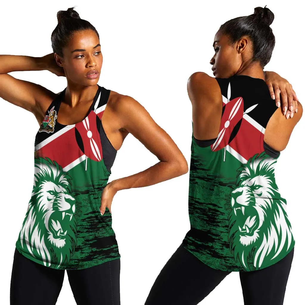 Afro Kenya Lion Head Women Racerback Tank Flag Style LT18