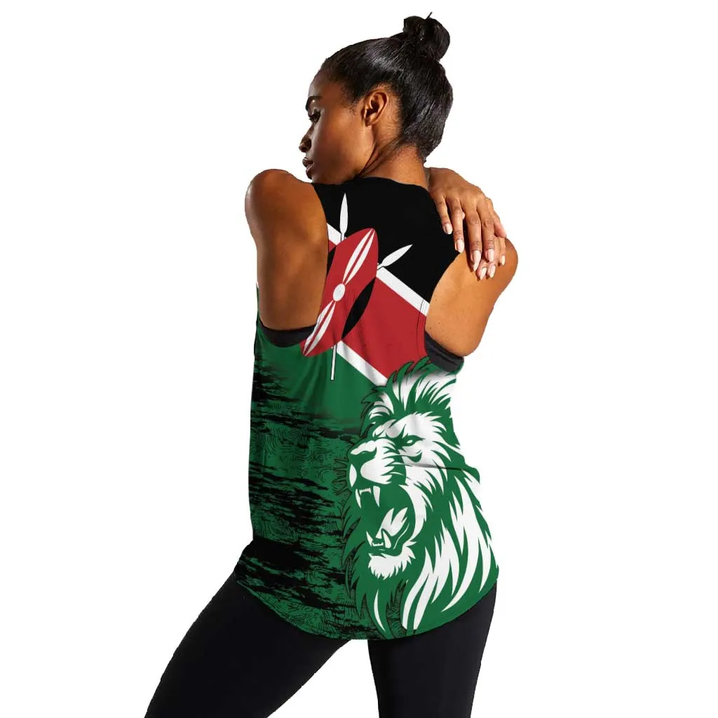 Afro Kenya Lion Head Women Racerback Tank Flag Style LT18