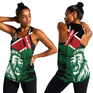 Afro Kenya Lion Head Women Racerback Tank Flag Style LT18