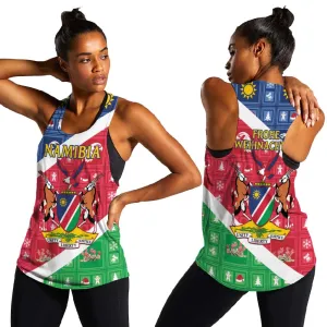 Afro Namibia Women Racerback Tank Coat Of Arms Christmas Style LT15