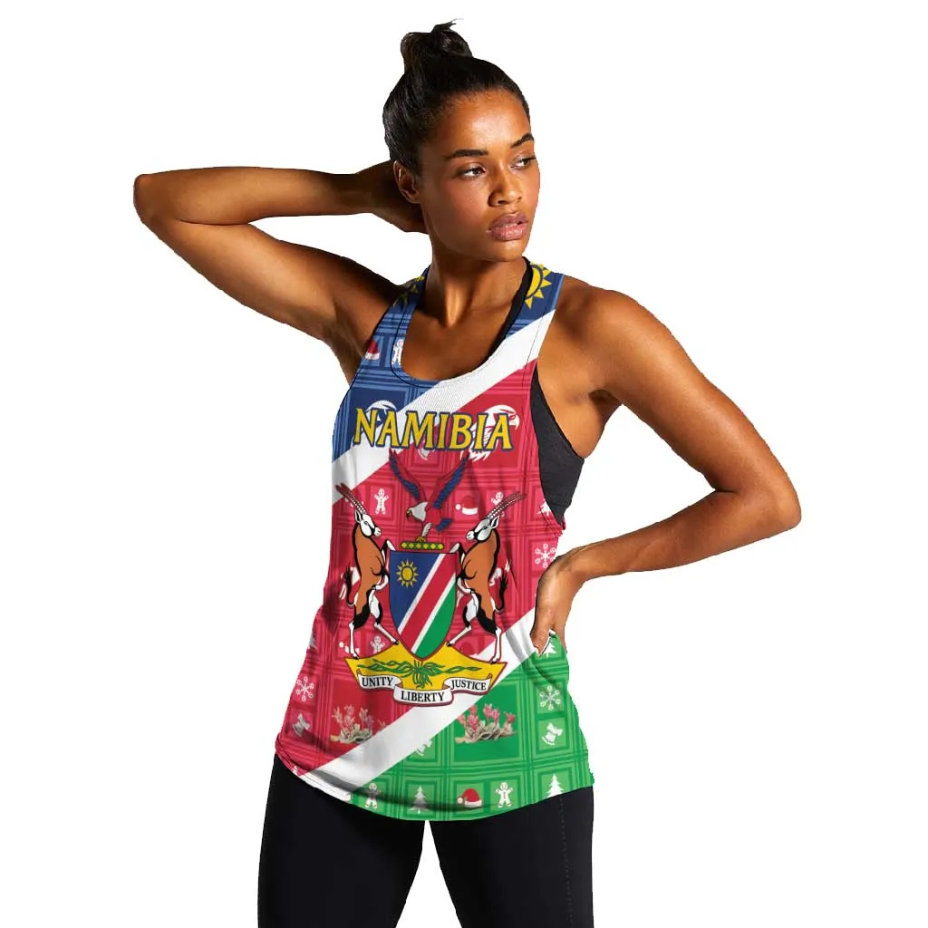 Afro Namibia Women Racerback Tank Coat Of Arms Christmas Style LT15