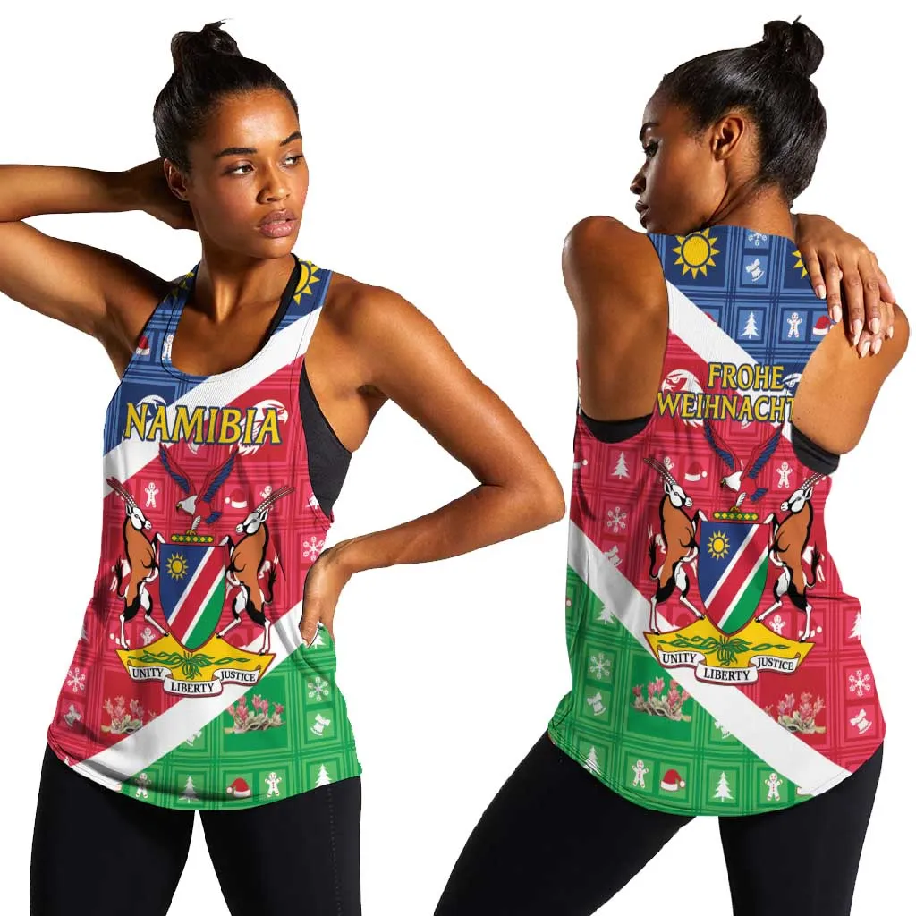 Afro Namibia Women Racerback Tank Coat Of Arms Christmas Style LT15