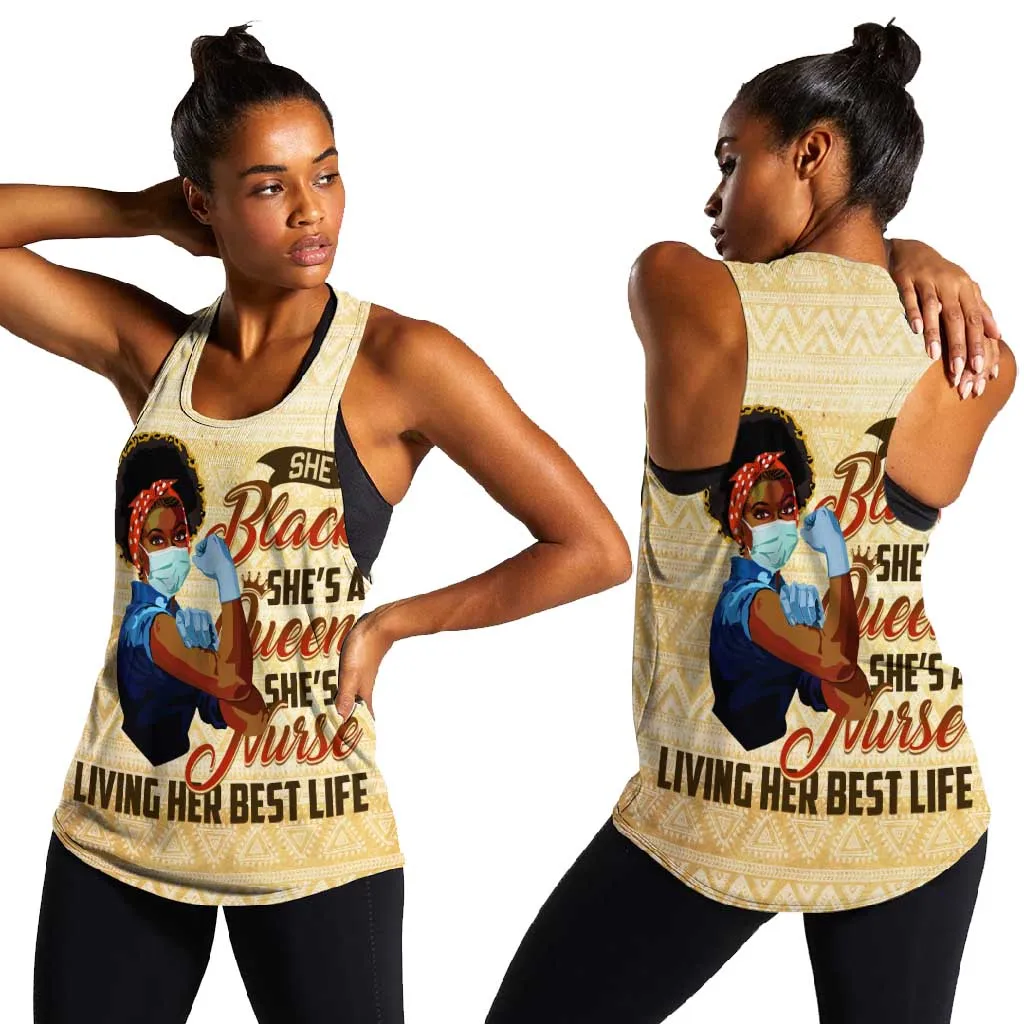 Afro Nurses Women Racerback Tank Black Queen African DT02