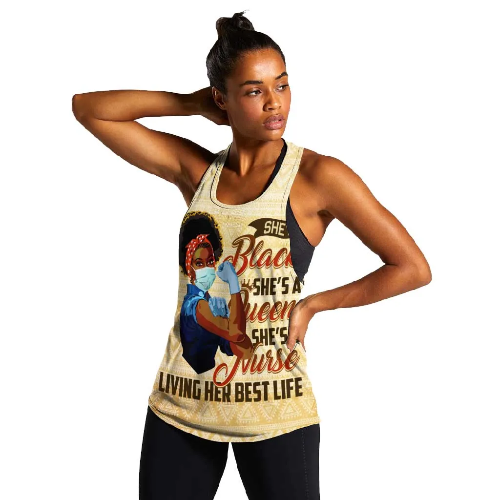Afro Nurses Women Racerback Tank Black Queen African DT02