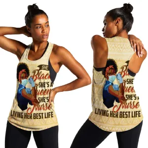 Afro Nurses Women Racerback Tank Black Queen African DT02