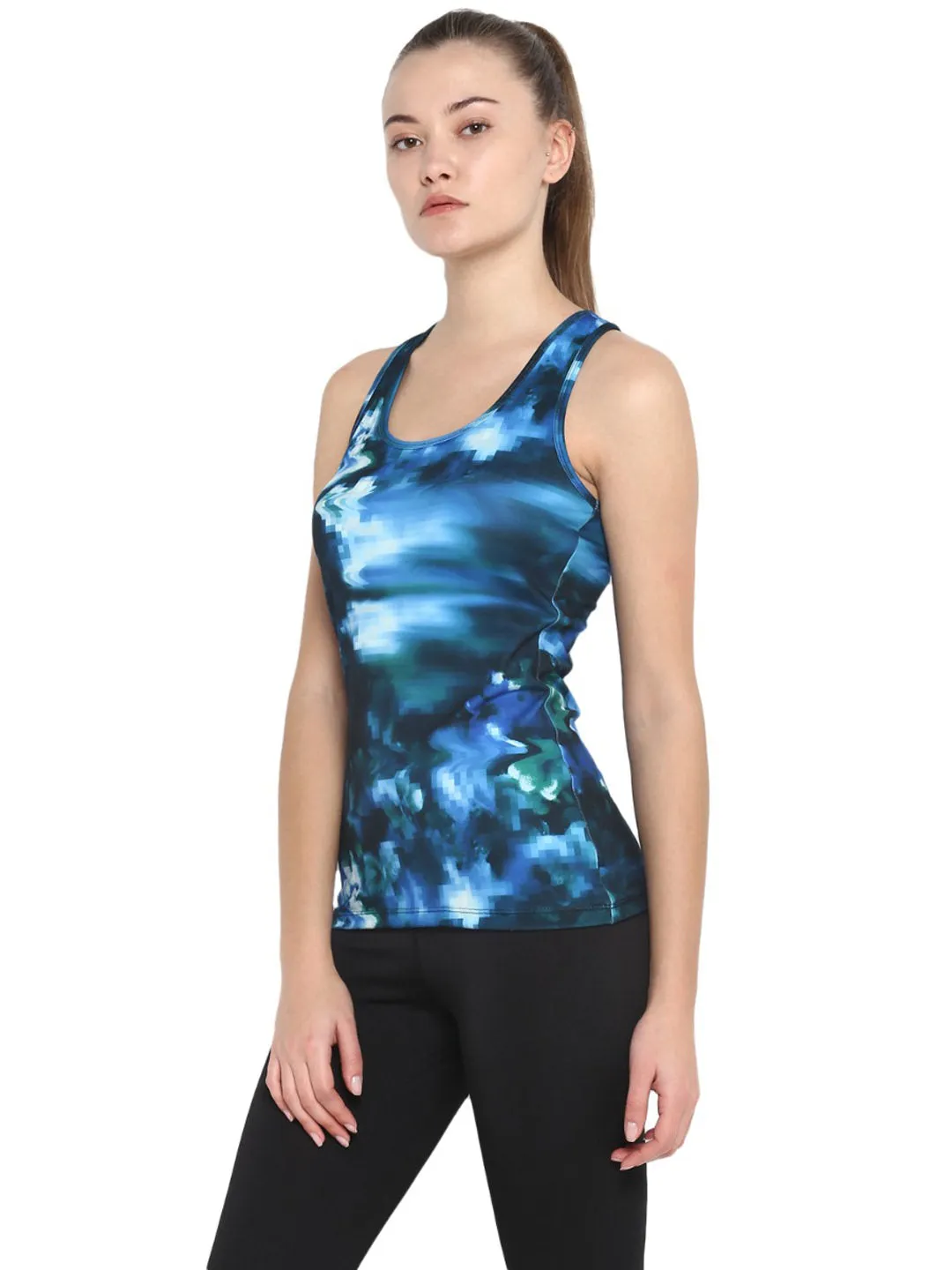 Alcis Women Blue Rajasthan Royals Printed Tank Top