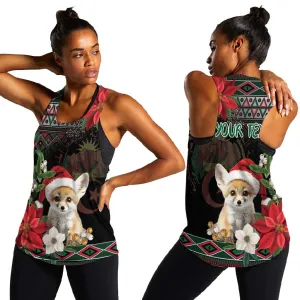 Algeria Christmas Personalized Women Racerback Tank Fennec Fox Santa and Traditional Pattern LT9