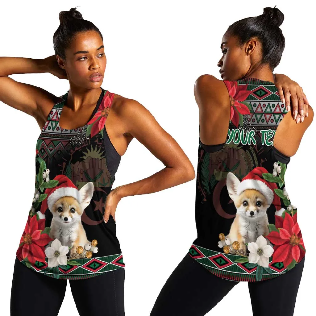 Algeria Christmas Personalized Women Racerback Tank Fennec Fox Santa and Traditional Pattern LT9