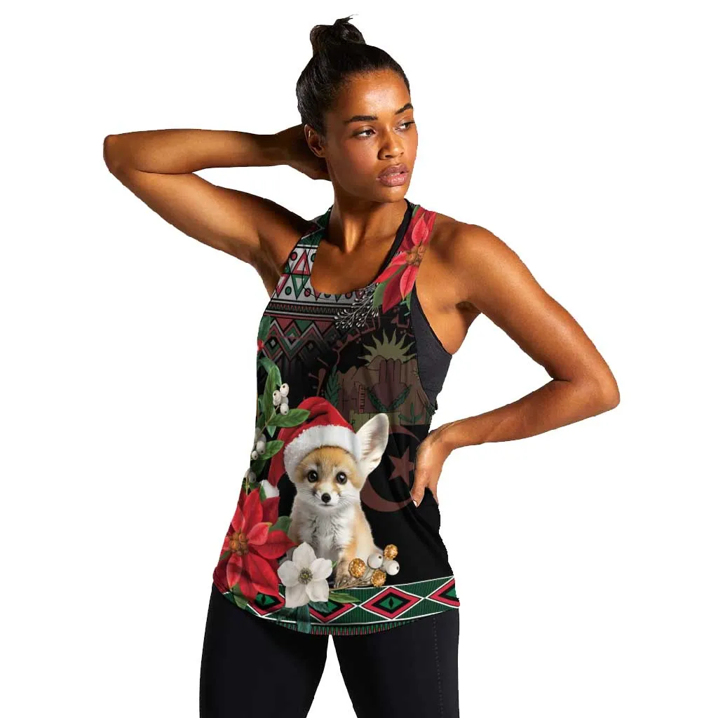 Algeria Christmas Personalized Women Racerback Tank Fennec Fox Santa and Traditional Pattern LT9