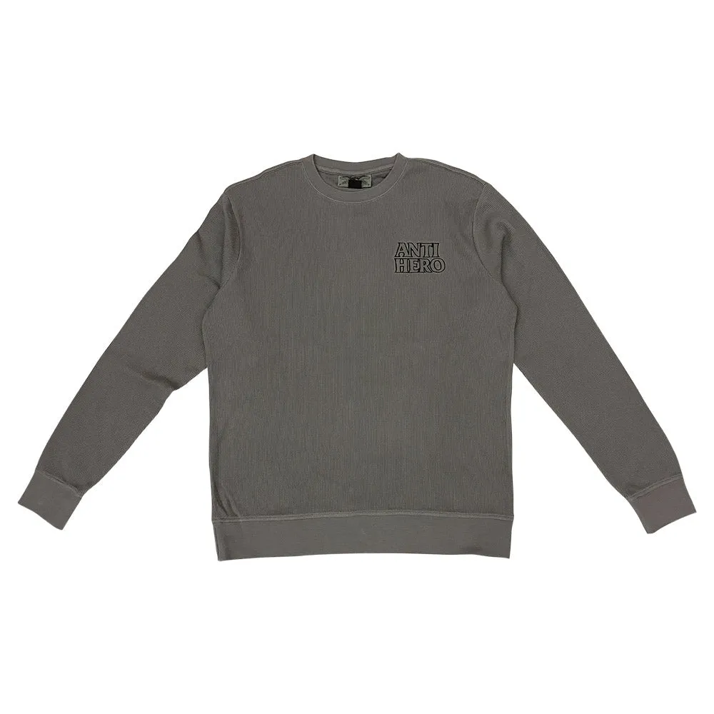 Anti Hero - Lil Black Hero Outline Waffle Knit Crew Charcoal/Black