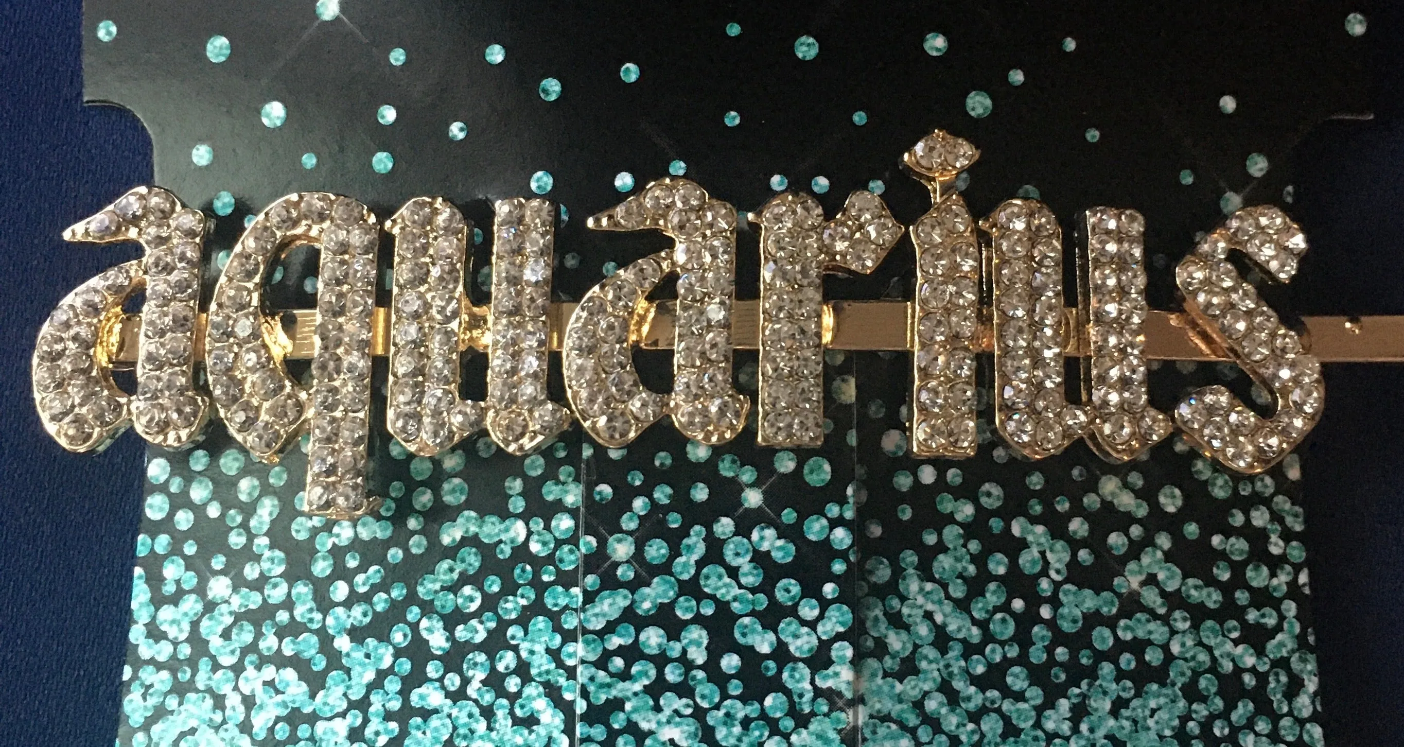 Aquarius Rhinestone Statement Words Hairpin Hair Clip