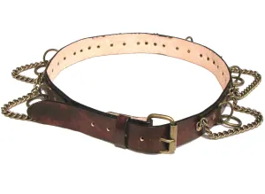 ARB-6  1 1/2" Antique Finish Bondage Belt w/ Brass Rings & Chains