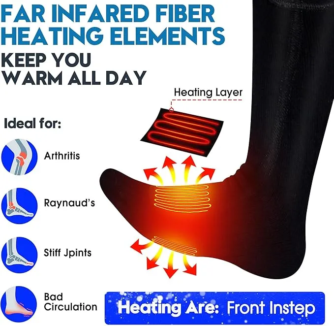 Autocastle Electric Battery Heated Socks Rechargeable Battery Powered Heating Sox Cold Weather Heat Socks for Men Women Outdoor Ride Camp Hike Warm Winter Socks Motorcycle Ski Thermo Foot Warmer Socks