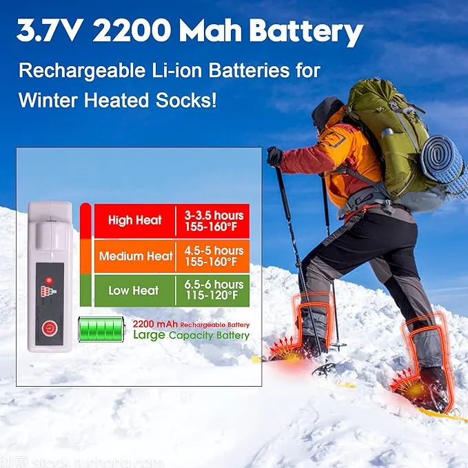 Autocastle Rechargeable Electric Battery Heated Socks for Men Women,Winter Warm Battery Powered Heat Insulated Sox Kit,Sports Outdoor Cold Feet Novelty Thermal Socks Ski Hike Hunt Bike Foot Warmers