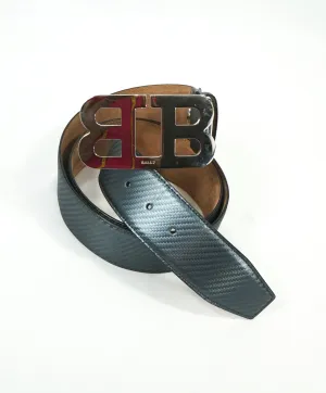 BALLY - Mirror "B" Buckle LOGO Carbon Fiber Strap Belt -  44W (105)