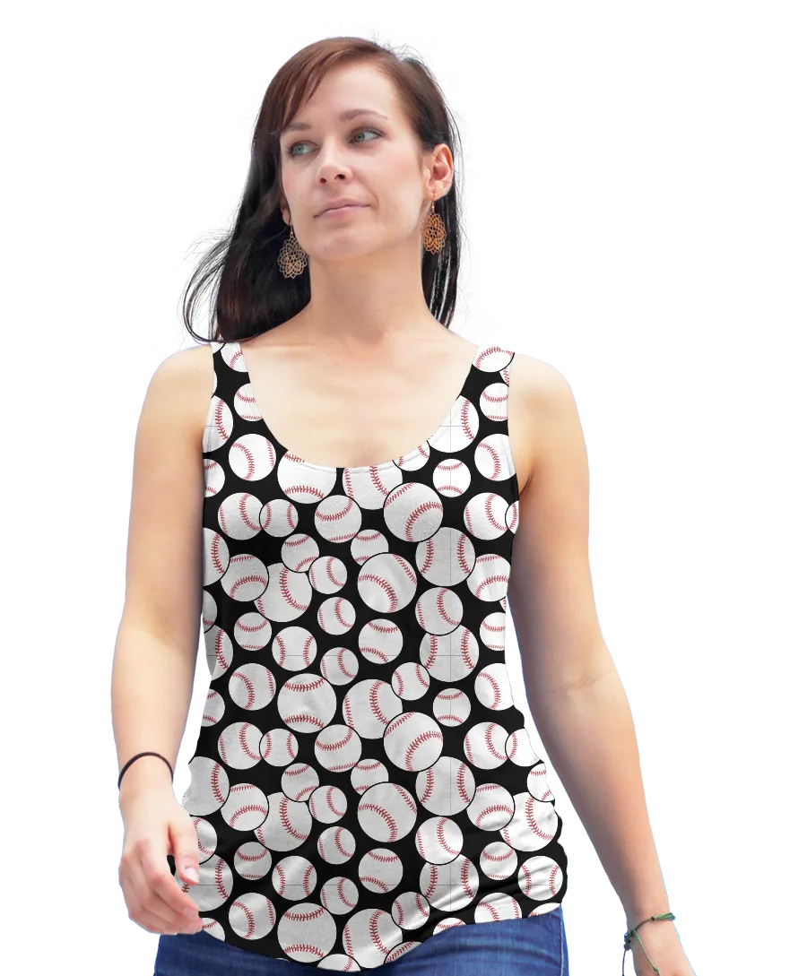 Baseball Pattern Racerback Tank Top