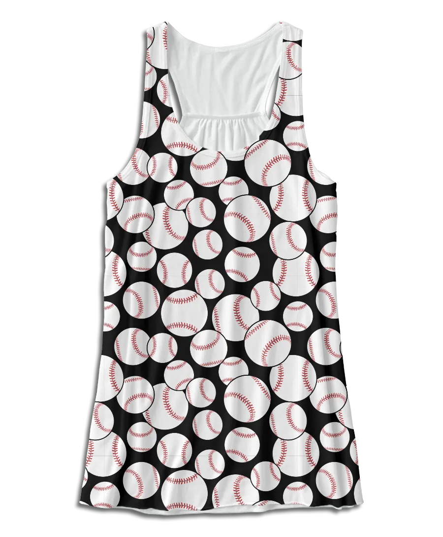 Baseball Pattern Racerback Tank Top