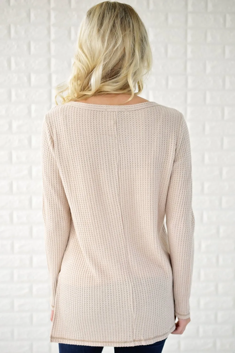 Beige Knit Thermal Top