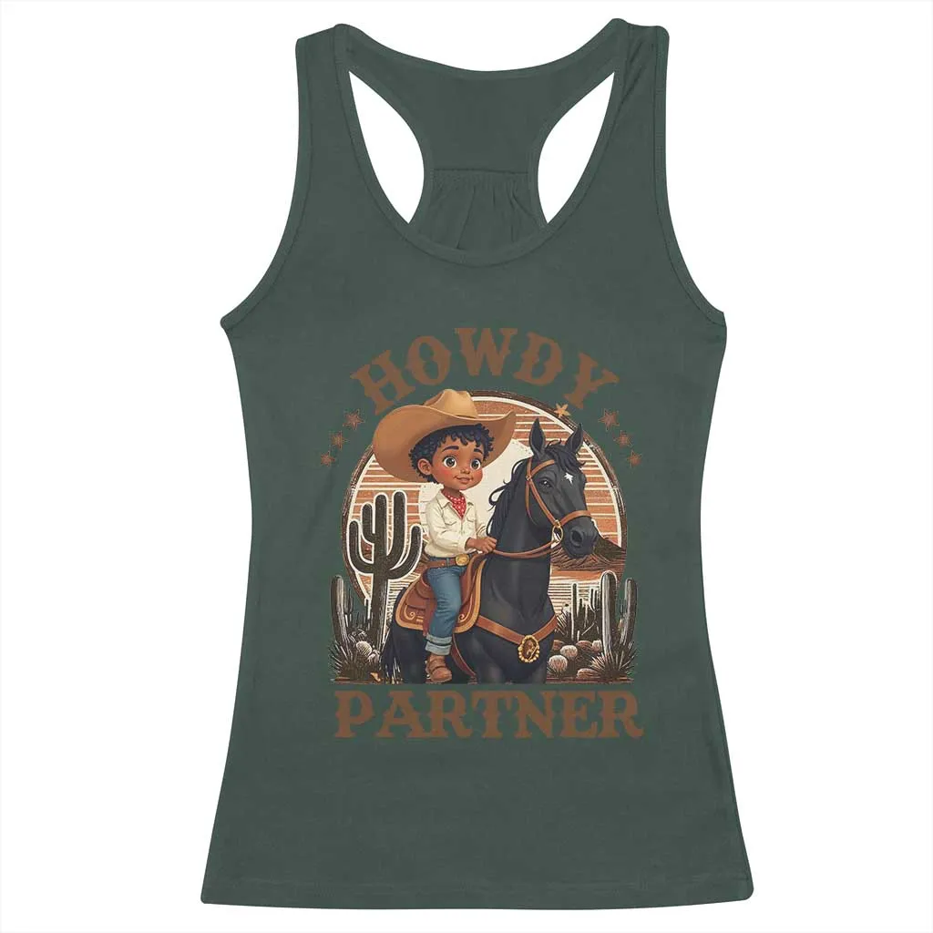 Black Cowboy Racerback Tank Top Howdy Partner Black History Month TS09