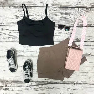 Black Cropped Spaghetti Tank