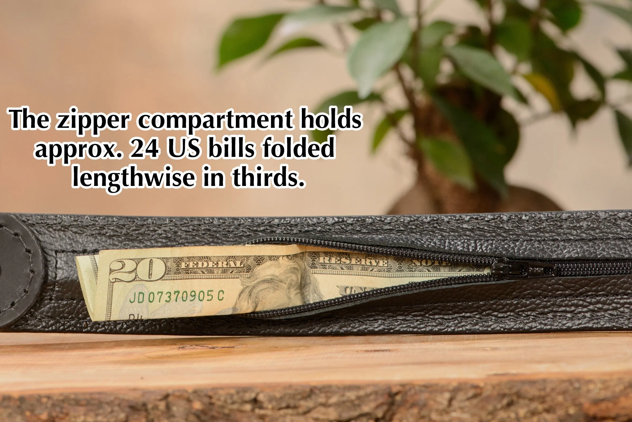 Black Hippopotamus Money Belt With 25" Zipper