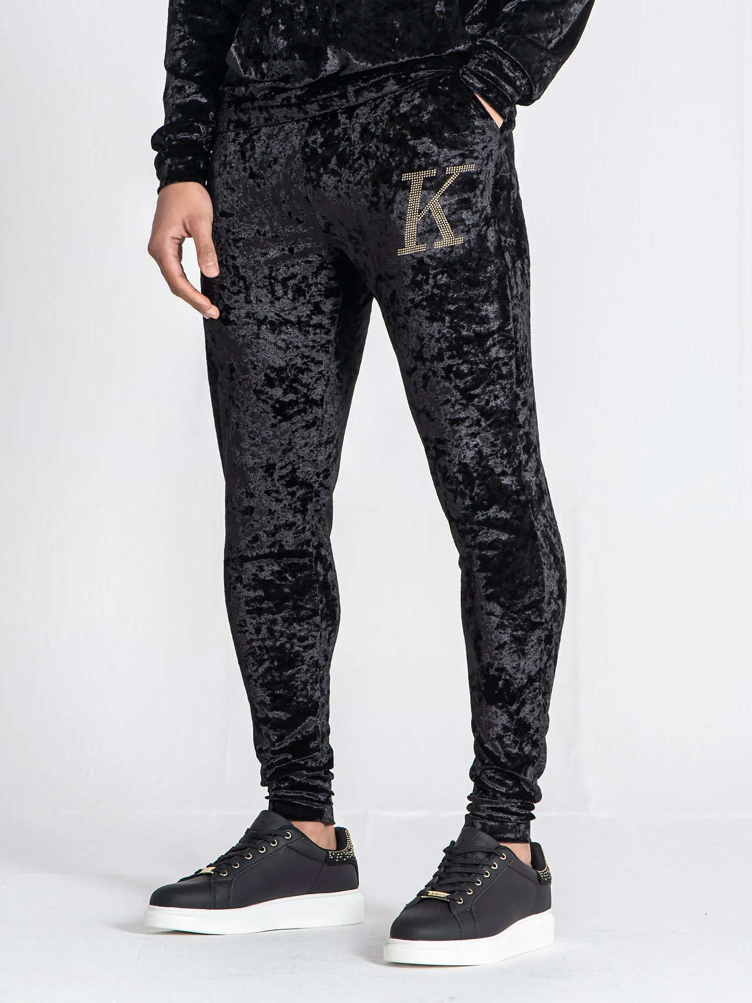 Black K Velvet Joggers