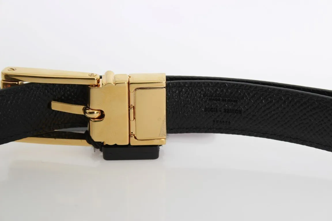 Black Leather Flower Pattern Belt